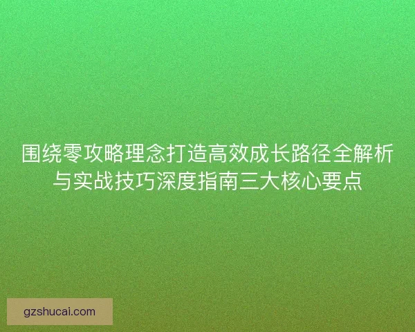 围绕零攻略理念打造高效成长路径全解析与实战技巧深度指南三大核心要点